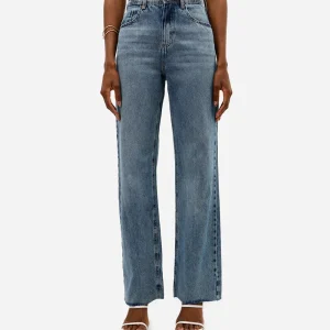 Calça jeans wide leg slim cintura alta azul