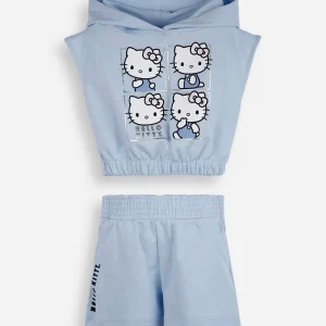 Conjunto infantil de algodão hello kitty azul
