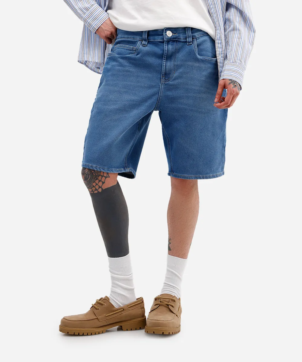 Bermuda reta masculina comfort jeans azul - Imagem 2