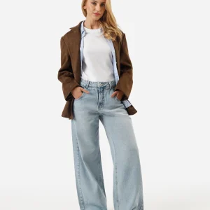 Calça jeans oversized cintura média azul