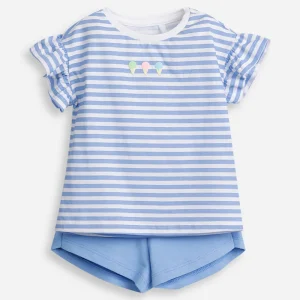 Conjunto infantil blusa listrada azul