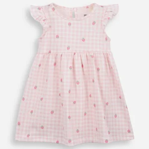 Vestido infantil de algodão xadrez rosa