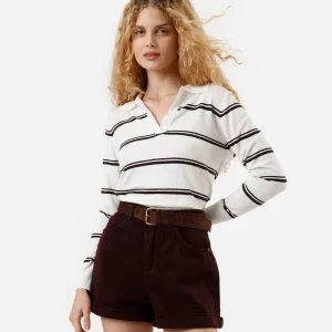 Short mom feminino de sarja cintura alta vinho