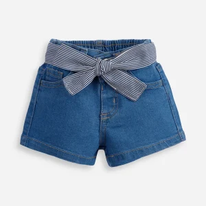 Short infantil jeans com faixa azul