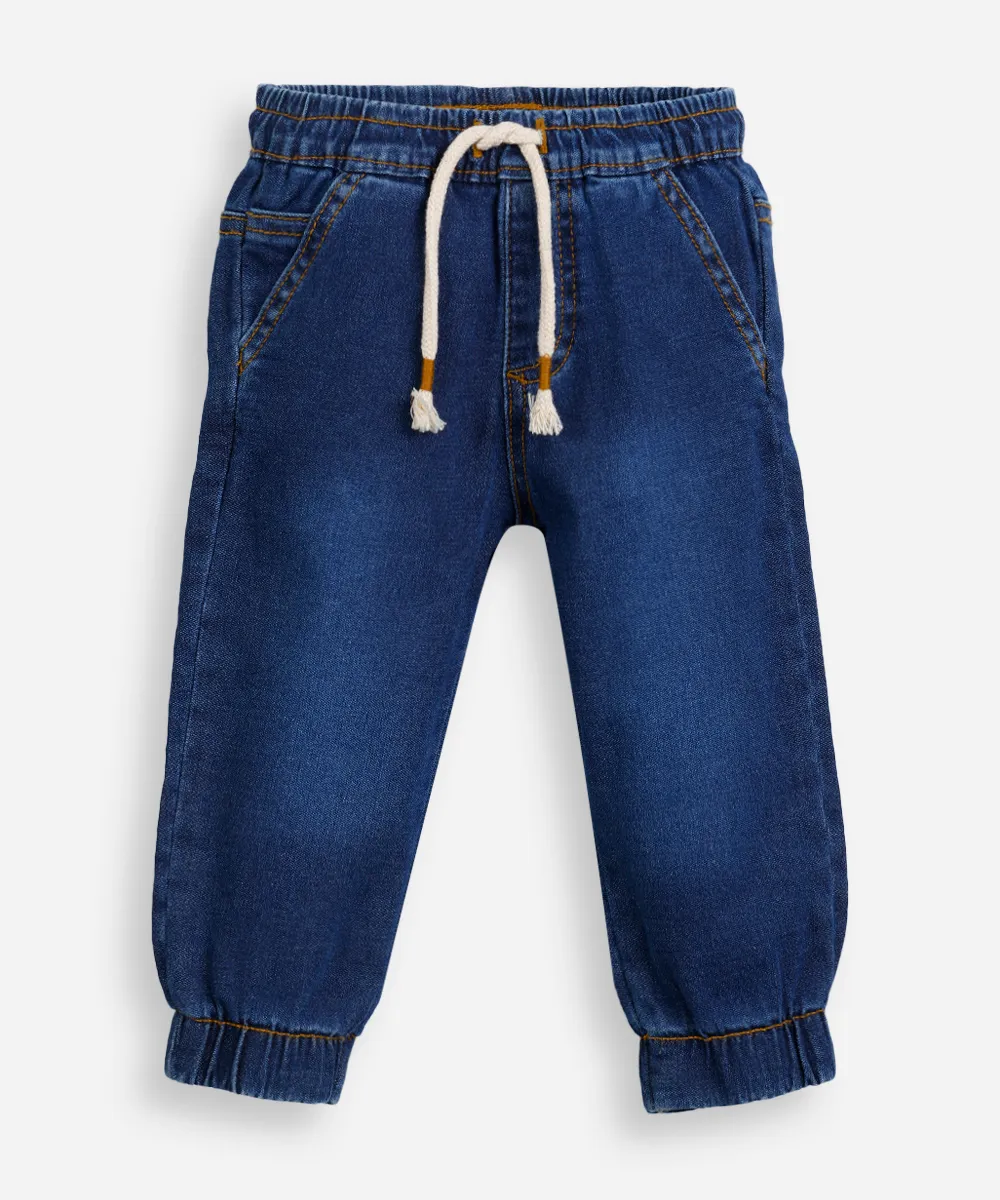 Calça infantil moletom jeans azul
