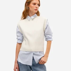 Colete feminino de tricot texturizado off