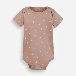Body infantil de algodão manga curta estampado marrom