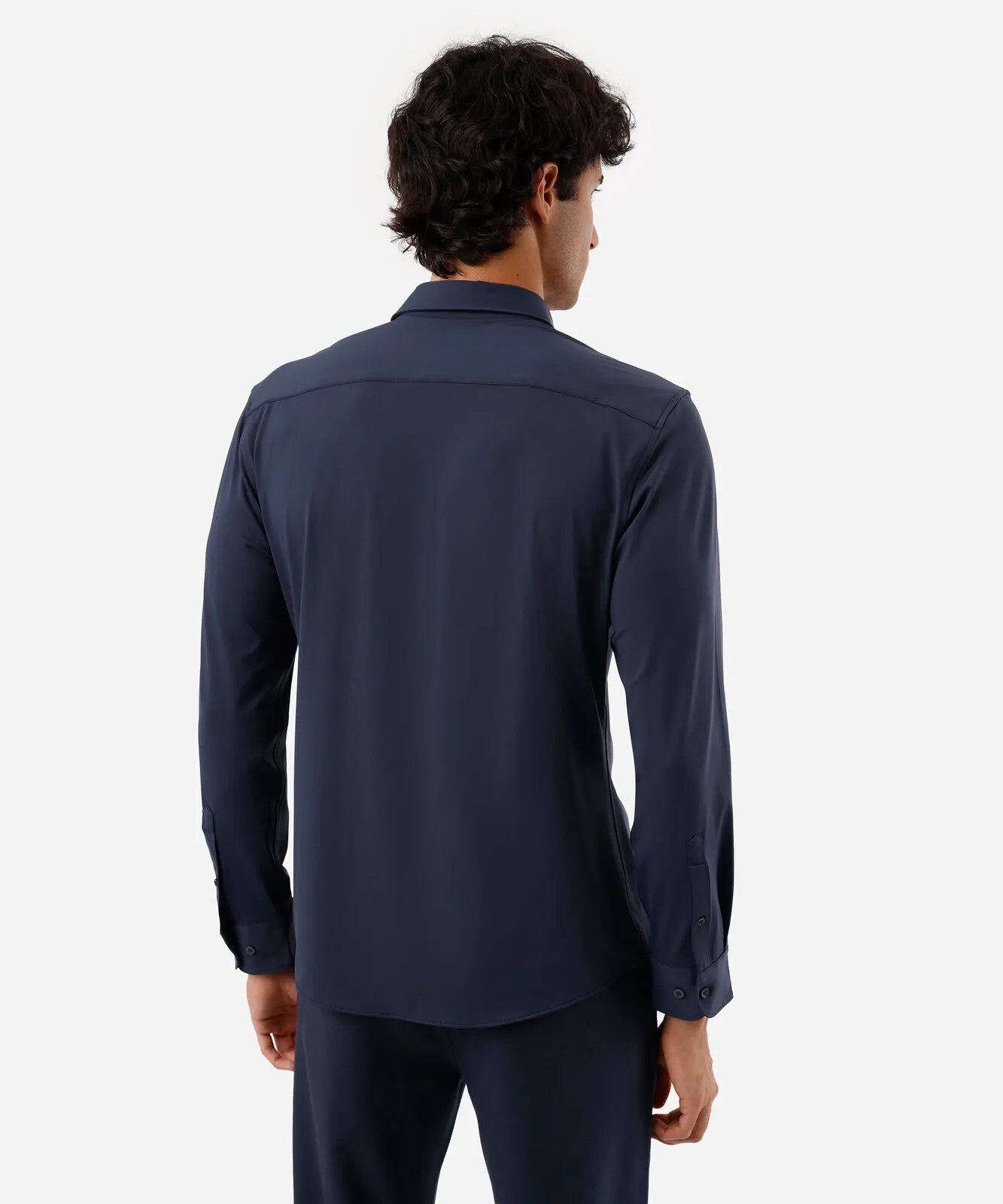 Camisa slim fit masculina de poliamida manga longa azul - Imagem 2