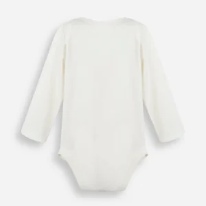 Body infantil de algodão peruano estampado manga longa off white