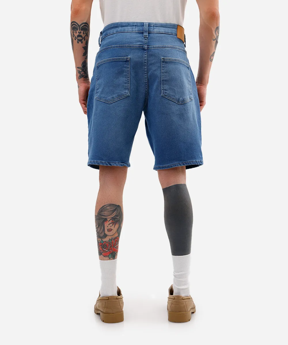 Bermuda reta masculina comfort jeans azul - Imagem 3