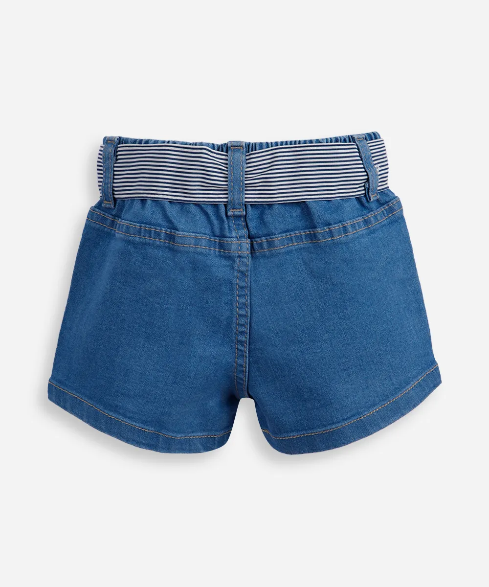 Short infantil jeans com faixa azul - Imagem 3