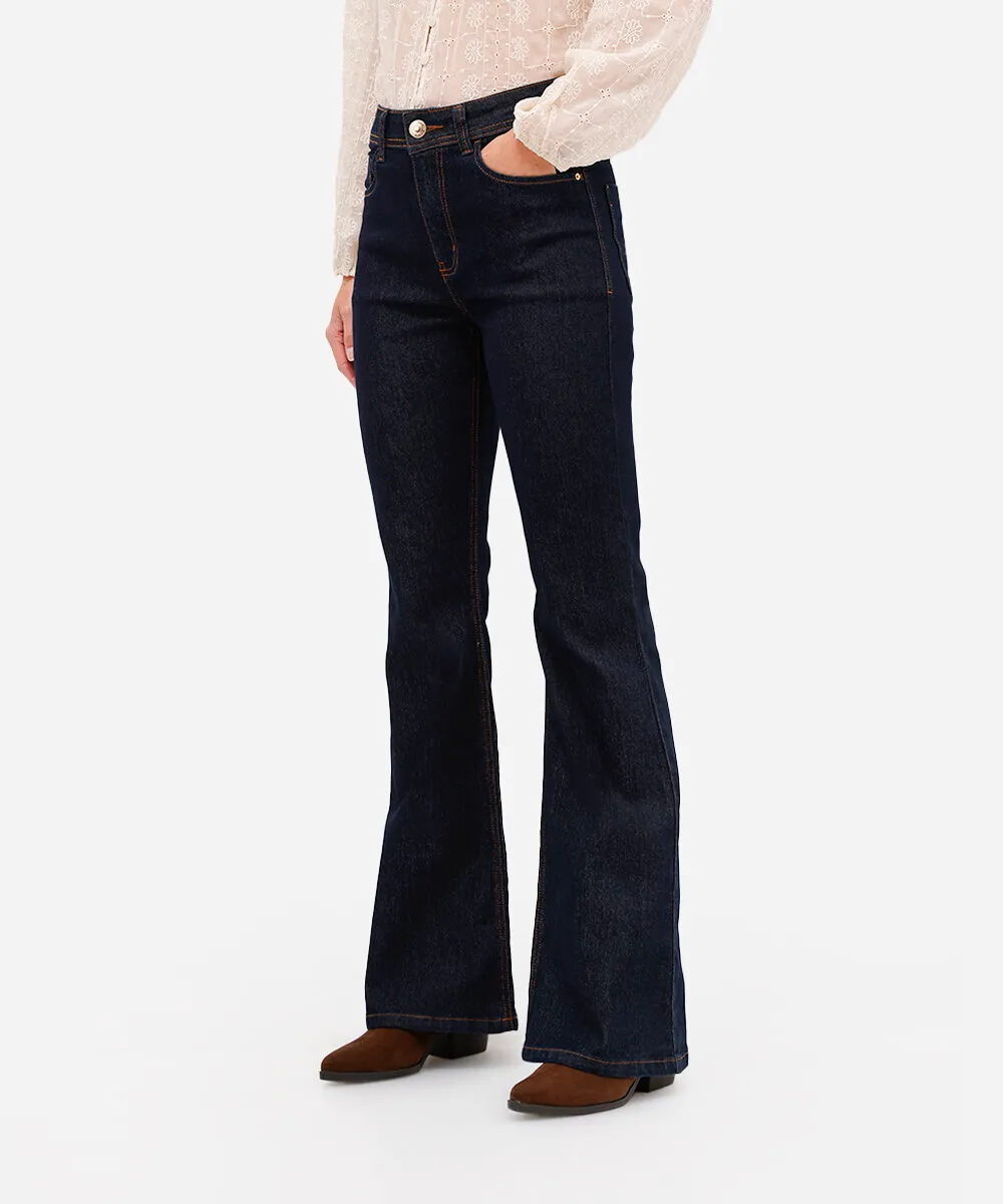 Calça jeans flare cintura alta azul - Imagem 3
