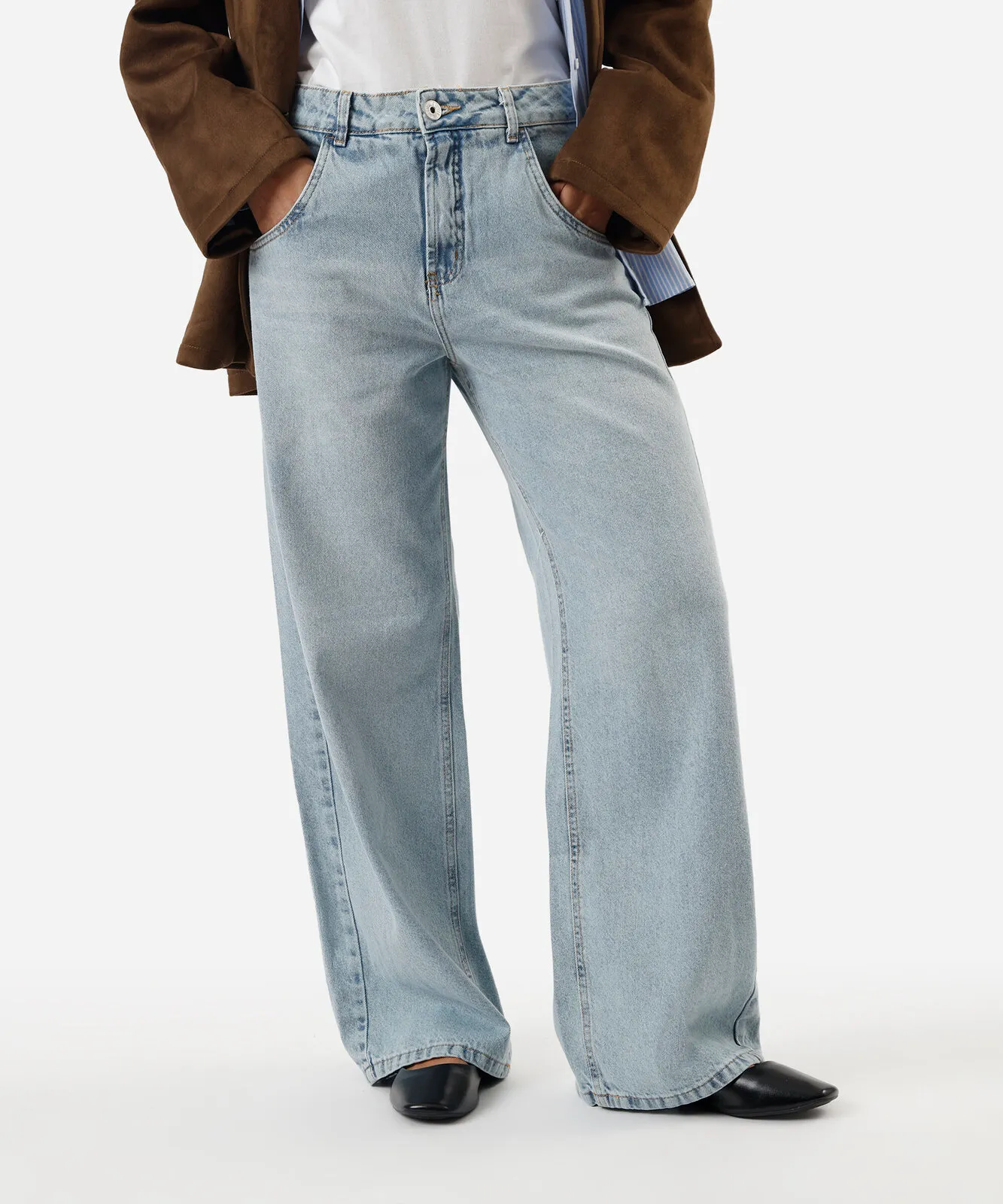 Calça jeans oversized cintura média azul - Imagem 5