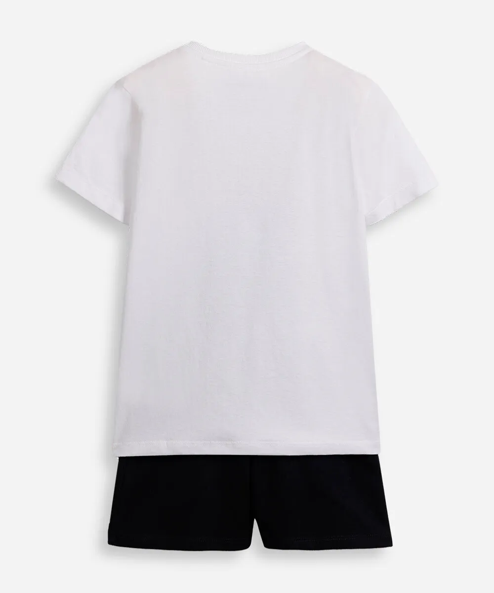 Conjunto infantil em malha de algodão miles morales off white - Imagem 3