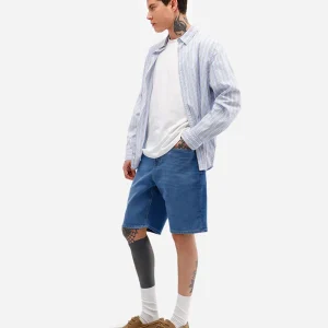 Bermuda reta masculina comfort jeans azul