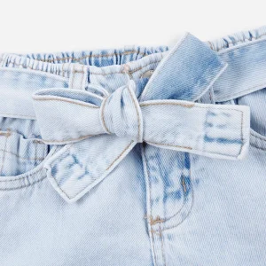 Short clochard infantil jeans com faixa azul