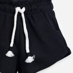 Short infantil de moletom sem felpa cós elástico preto