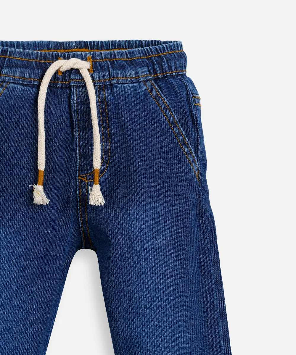 Calça infantil moletom jeans azul - Imagem 2
