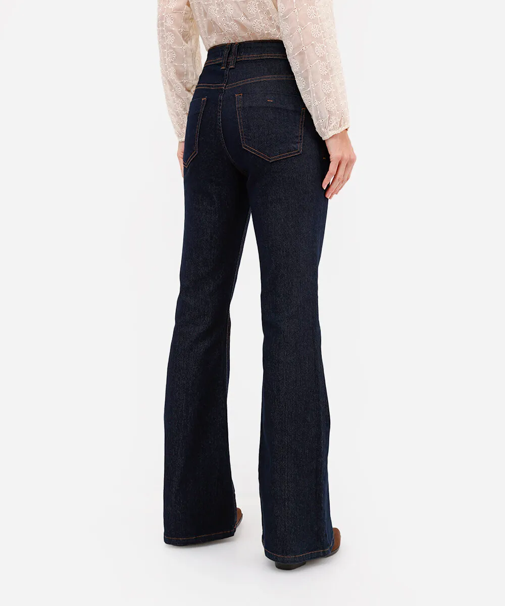 Calça jeans flare cintura alta azul - Imagem 4