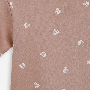 Body infantil de algodão manga curta estampado marrom