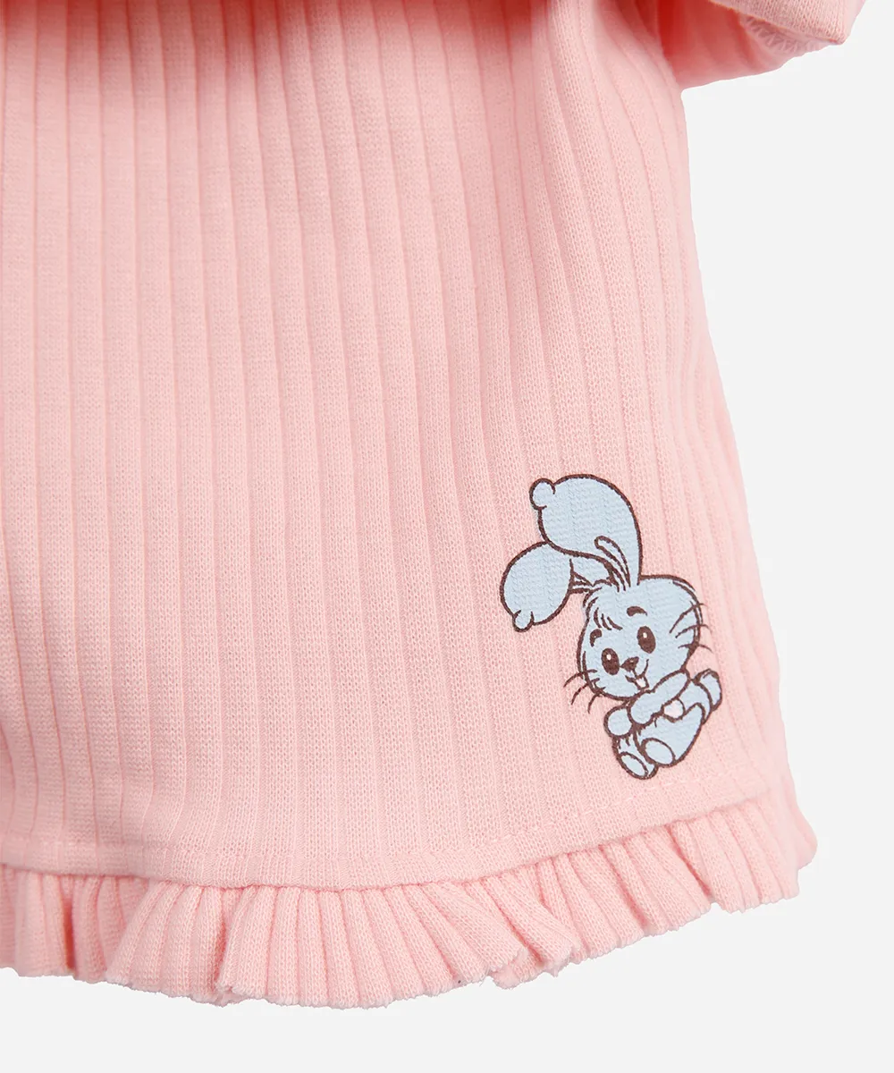 Conjunto infantil curto canelado turma da mônica rosa - Imagem 4
