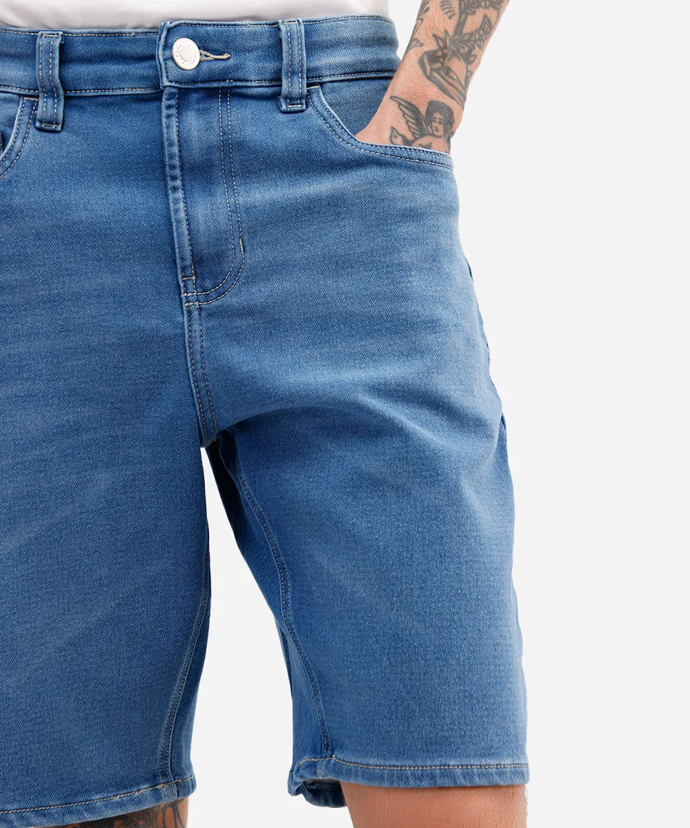 Bermuda reta masculina comfort jeans azul - Imagem 4