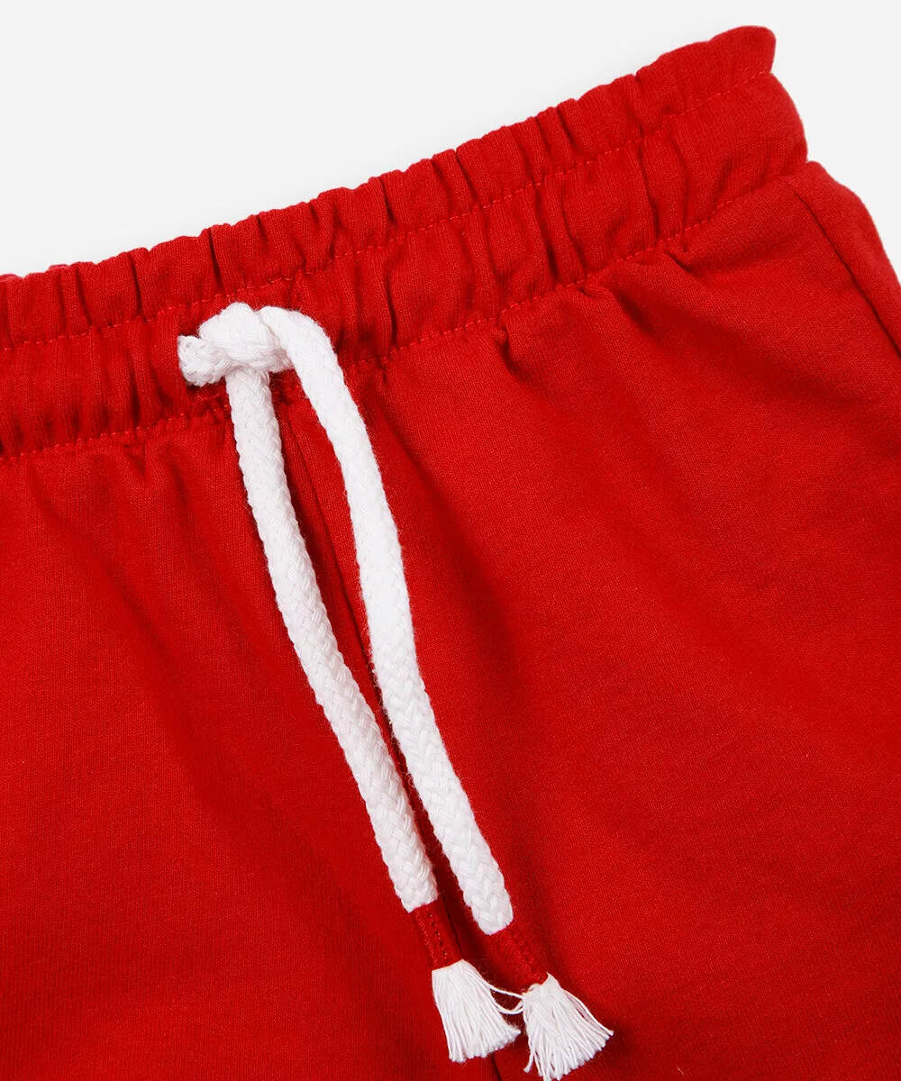 Conjunto infantil de algodão listrado vermelho - Imagem 2