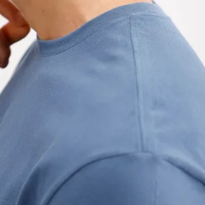 Camiseta masculina de algodão básica manga curta azul