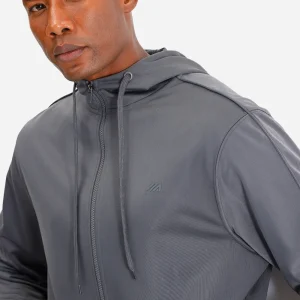 Jaqueta com bolsos gola alta com capuz esportiva cinza