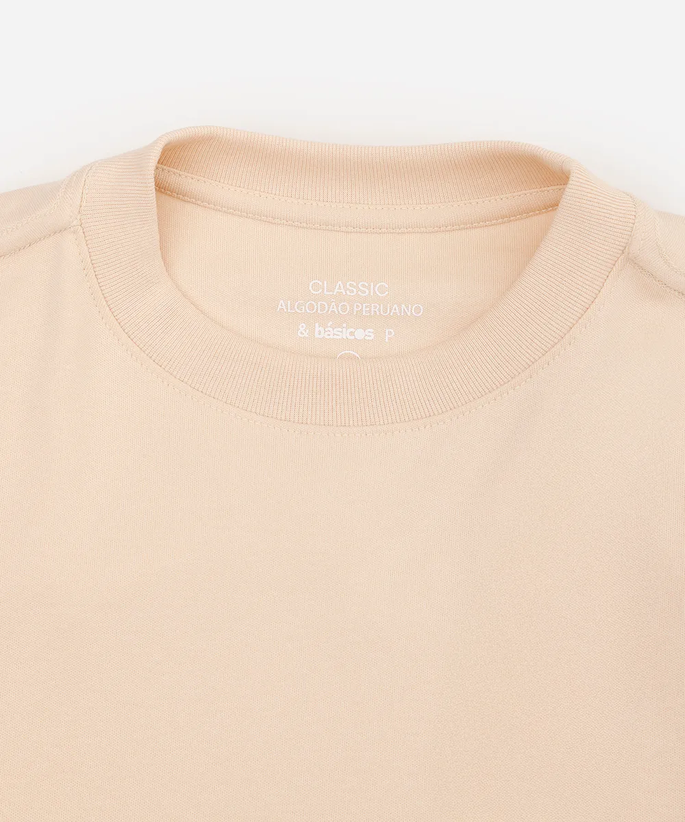 Camiseta classic feminina de algodão peruano interlock bege - Imagem 5