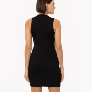 Vestido curto de algodão canelado preto